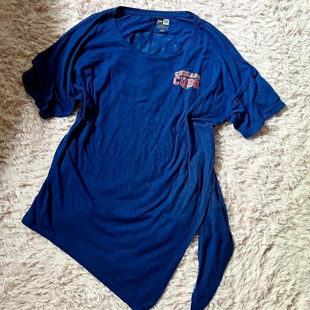 Chicago Cubs MLB Baseball Sportswear Asymmetrical Tie Front Top Womens 2XL